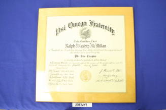 Ralph McMillan declared graduate fellow of Psi Omega Fraternity