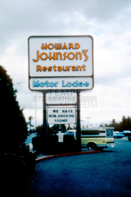 Howard Johnson's Restaurant and Motor Lodge Sign, Southwest Corner Apache and College