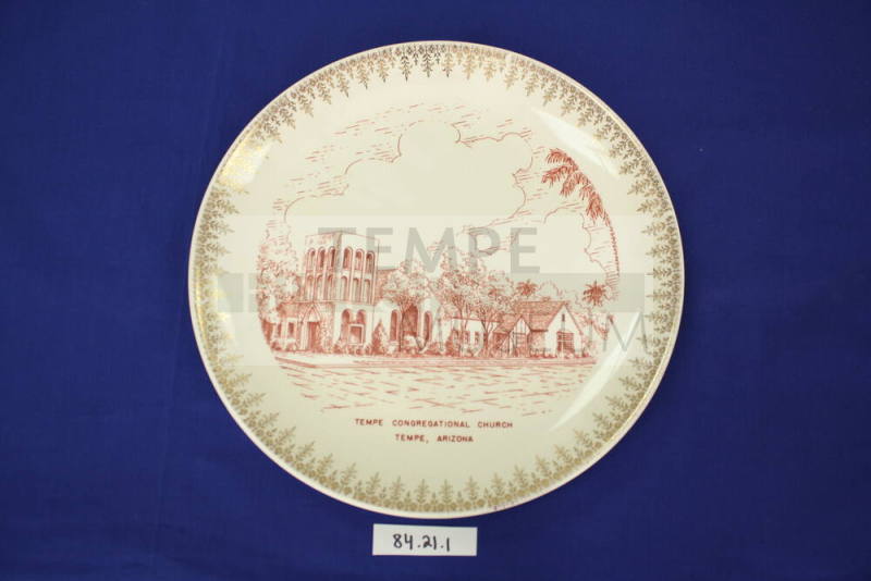 Commemorative plate, Tempe Congregational Church