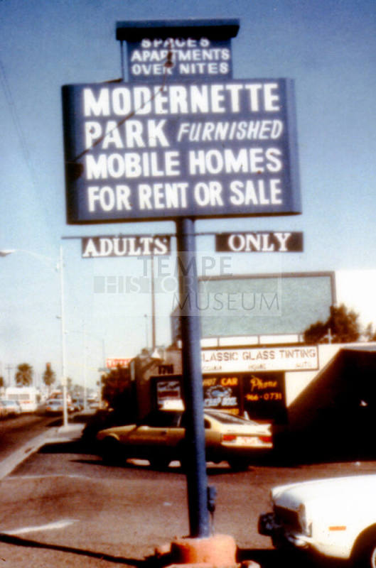 Modernette Park Sign, 1701 E. Apache Blvd.