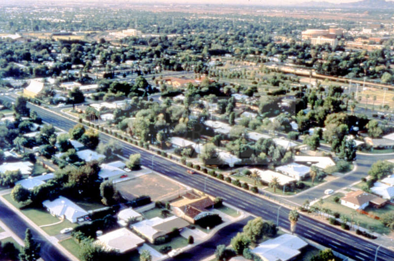 Aerial view of Broadway/College neighborhood