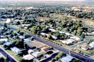 Aerial view of Broadway/College neighborhood