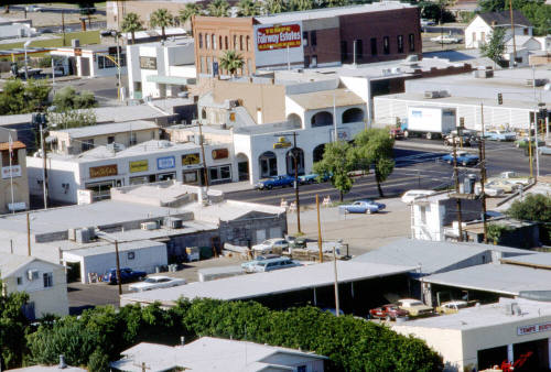 View from Hayden Butte of Businesses in Downtown Tempe