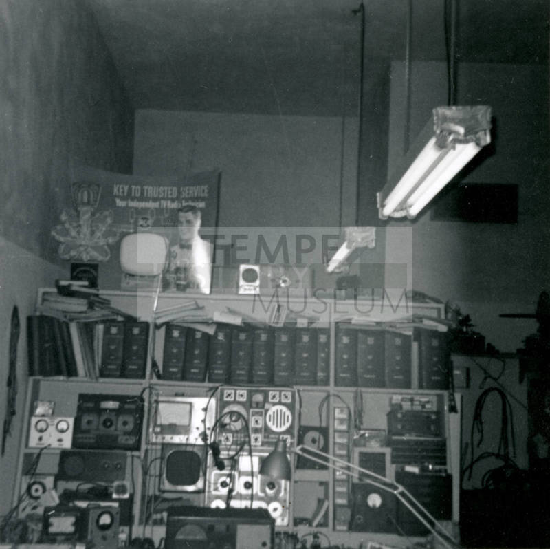 Bill Hertenstein's Radio/TV repair work area - Tempe Radio TV Clinic