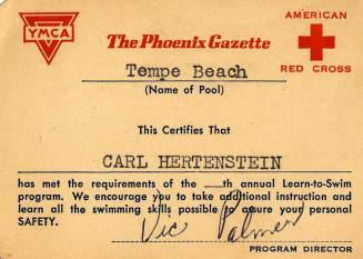 Carl Hertenstein's YMCA  American Red Cross Learn To Swim Certificate