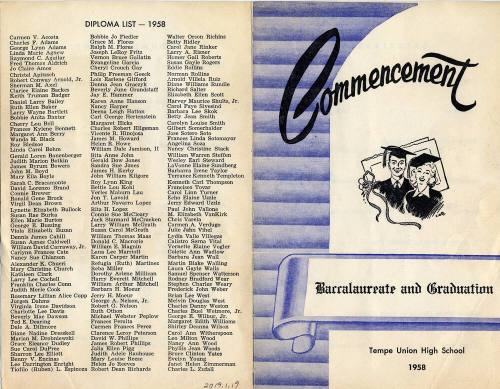 Tempe Union High School Baccalaureate and Graduation of 1958 Program
