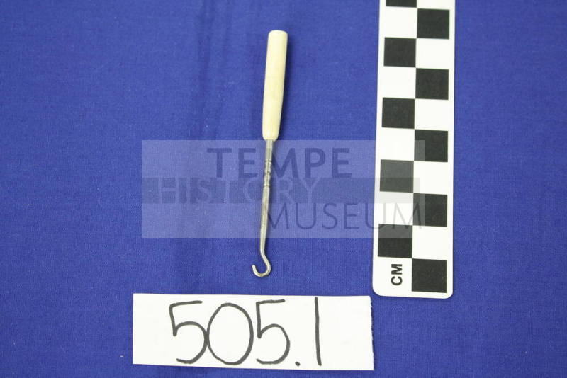 Metal buttonhook with bone handle
