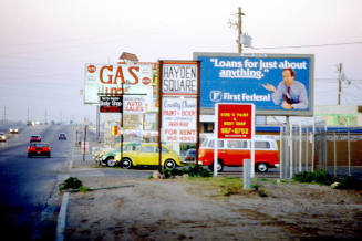 Signs along Hayden Road at First Street
