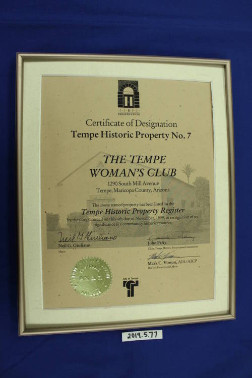 Tempe Historic Property No. 7 Designation