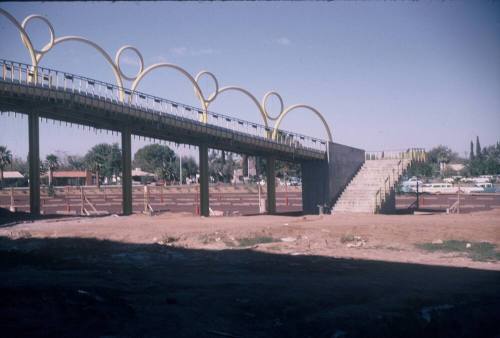 Gammage Auditorium Construction Photos: Stairs to walkway to ascend to the second story.