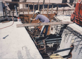 Pushing P.T. Tendons at Pier 7 Frame II