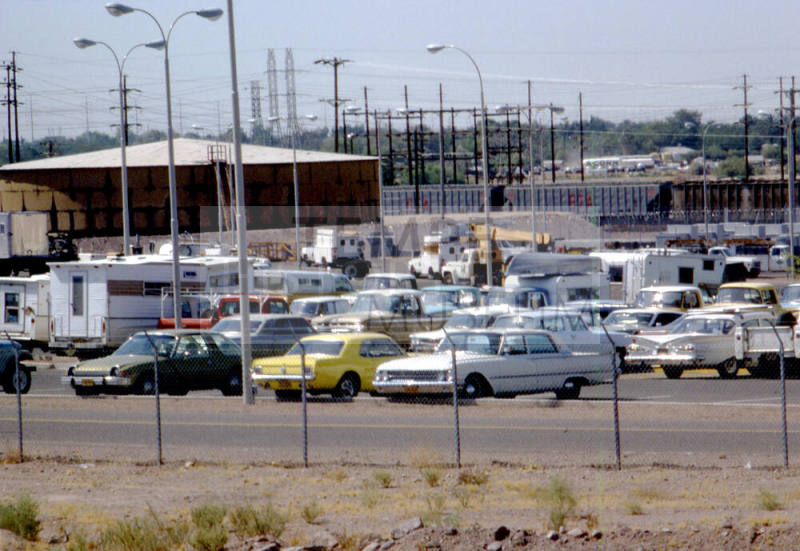 Parking lot near railroad