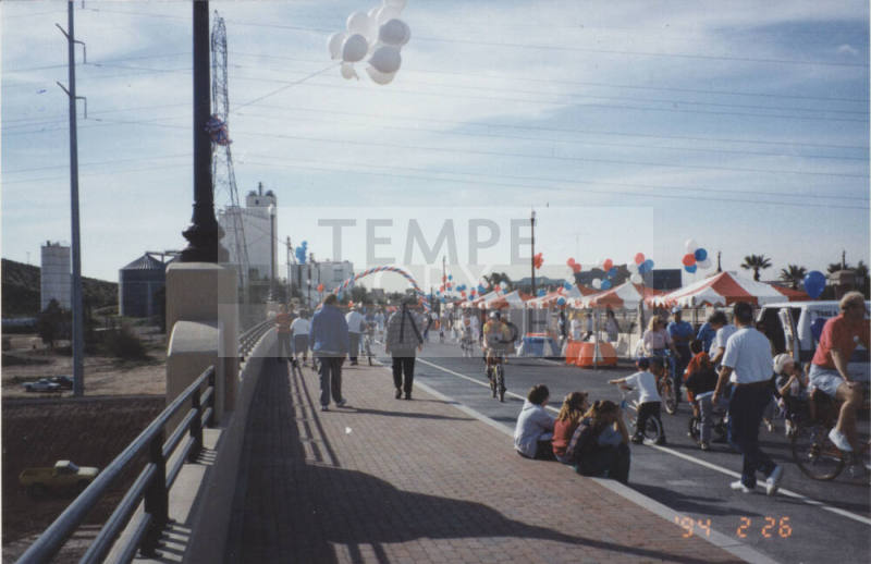 Paticipants in Parade Across Bridge