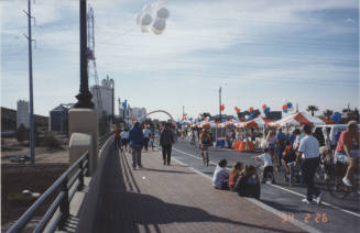 Paticipants in Parade Across Bridge