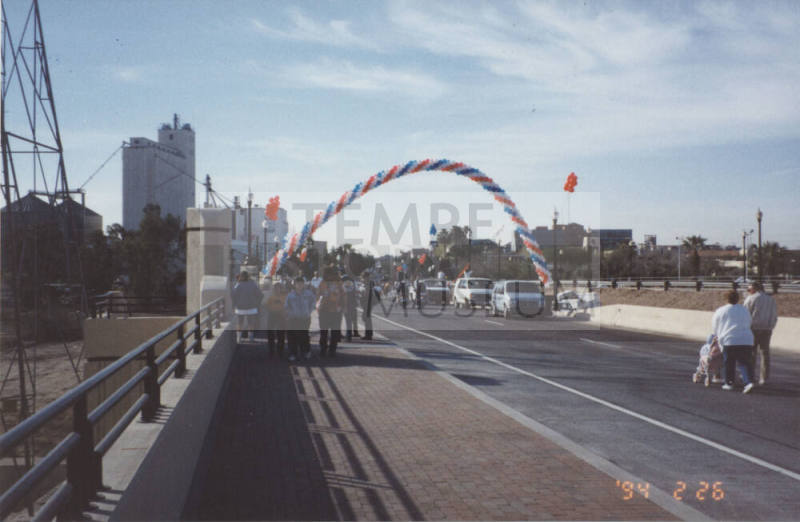 Paticipants in Parade Across Bridge
