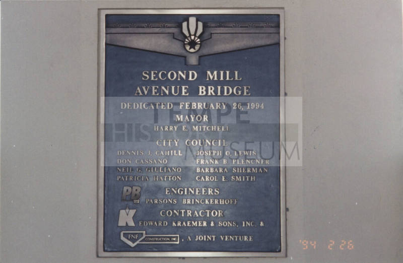 Brass Plaque at Southeast Corner of Bridge