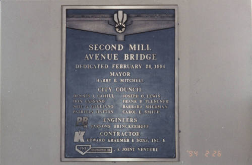 Brass Plaque at Southeast Corner of Bridge