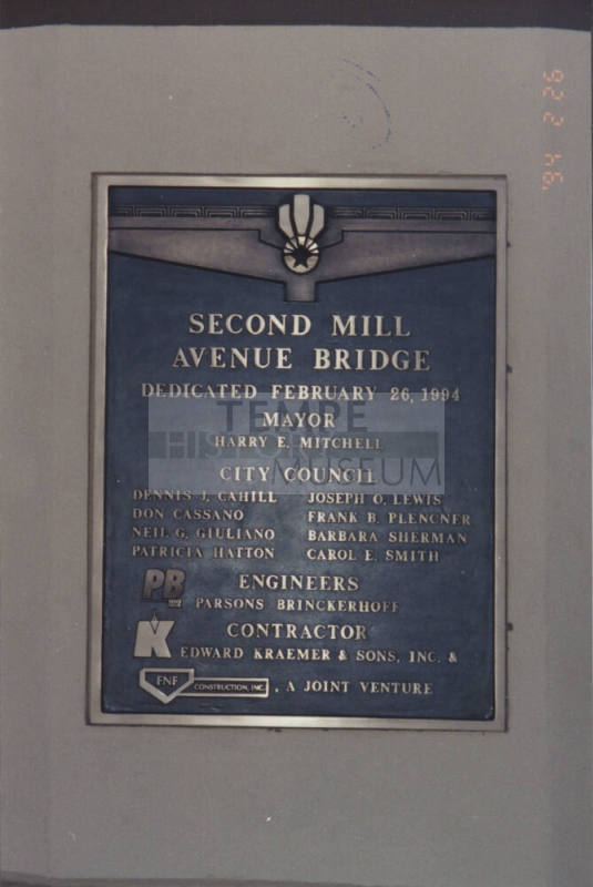 Brass Plaque at Southeast Corner of Bridge