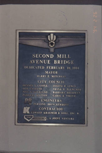 Brass Plaque at Southeast Corner of Bridge