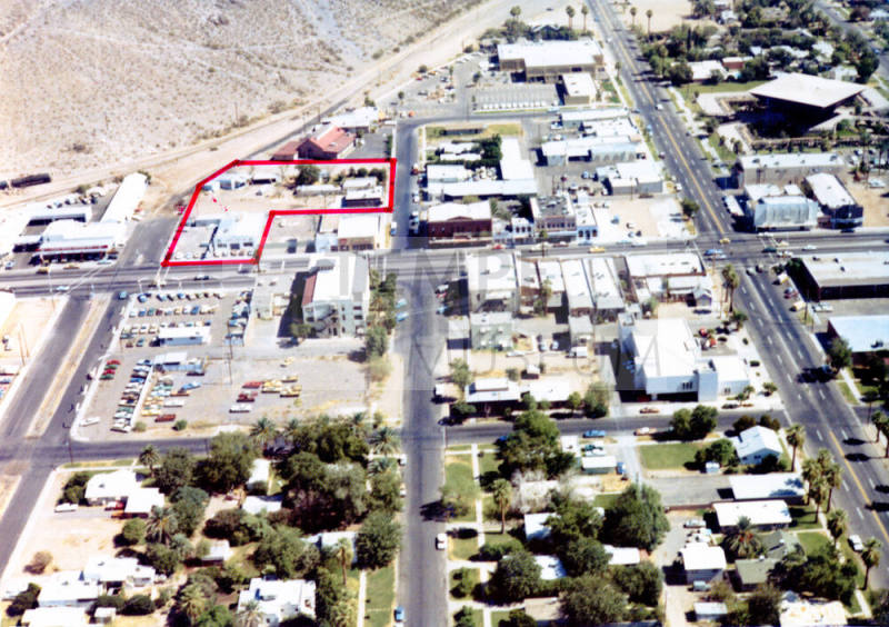 Aerial view of downtown Tempe looking east