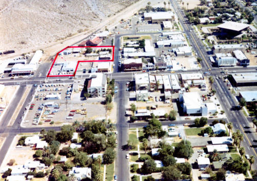 Aerial view of downtown Tempe looking east