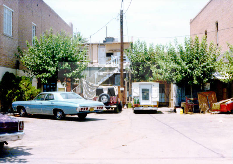 Back of buildings in the 400 block of Mill Ave.