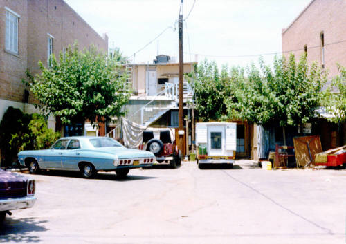 Back of buildings in the 400 block of Mill Ave.