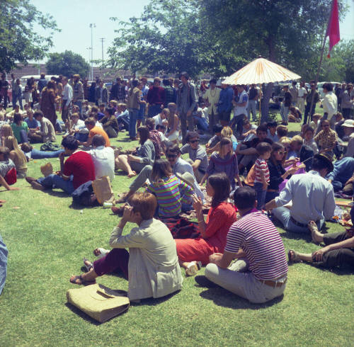 Love-in at Tempe Beach Park --Seated/standing crowd & Stereo speakers