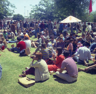 Love-in at Tempe Beach Park --Seated/standing crowd & Stereo speakers