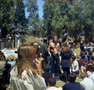 Love-in at Tempe Beach Park -- musicians onstage, crowd