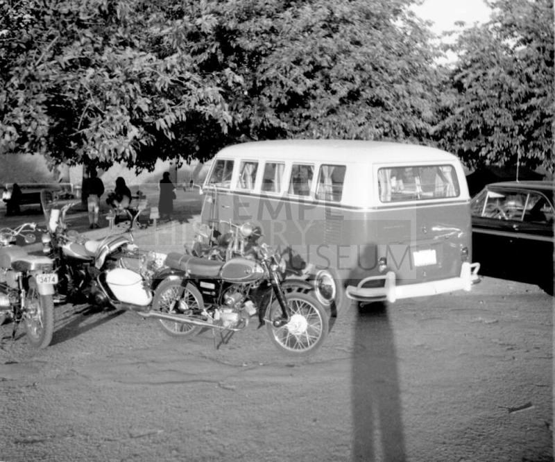 3 images taken at Love-in, Tempe Beach Park--Van/motorcycles/cars