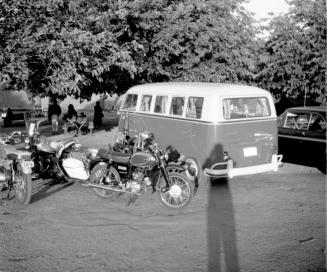 3 images taken at Love-in, Tempe Beach Park--Van/motorcycles/cars