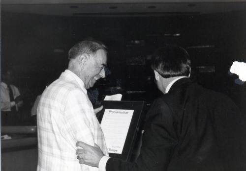 Photo of Bill Ream Receiving Proclamation