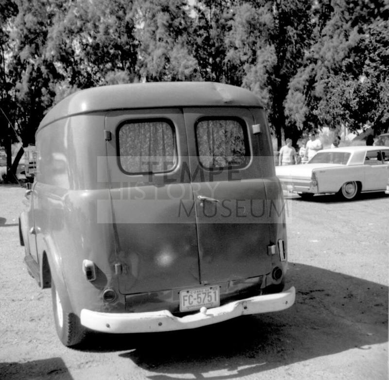 Love-in at Tempe Beach Park--Rear view of a van "FC-5751" Arizona plate