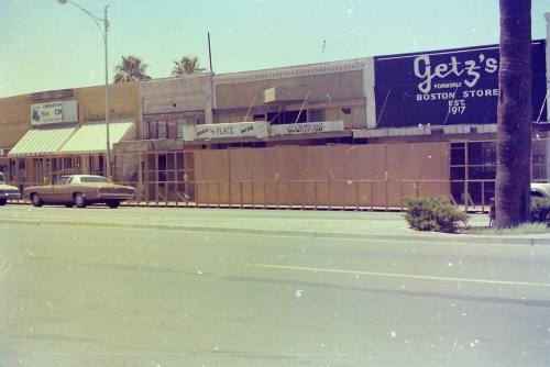 Storefront of Getz's and The Place