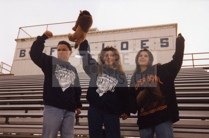 Tempe High School - 3 people with Super Bowl Sweatshirts