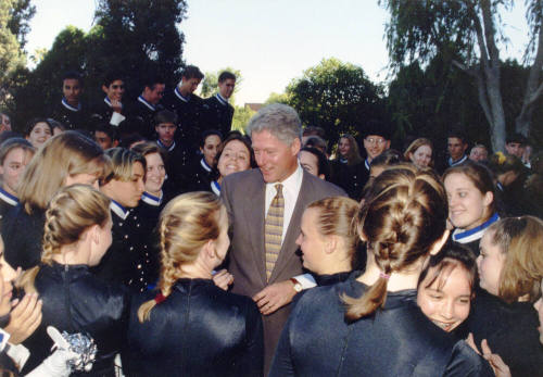 Tempe High School - Bill Clinton Surrounded by Band Students