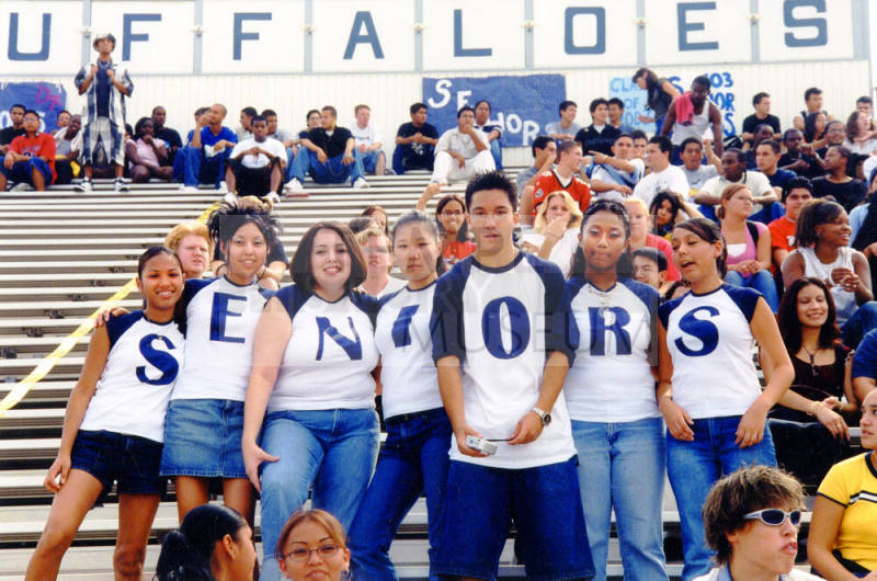 Tempe High School - Students in Bleachers Wearing "SENIORS" Tee Shirts