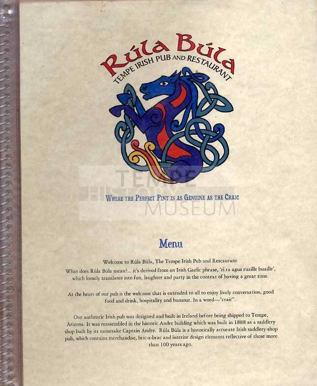 Rula Bula Menu
