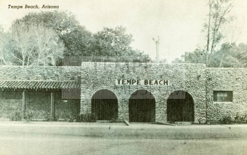 Postcard of Tempe Beach Bath House, Tempe, Arizona.