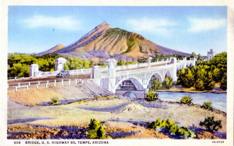 Postcard of the 606 Bridge, U.S. Highway 80, Tempe, Arizona.