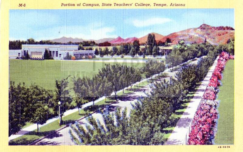 Postcard of portion of campus, State Teachers' College, Tempe, Arizona.