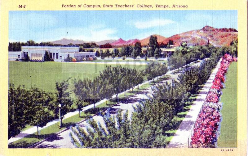 Postcard of portion of campus, State Teachers' College, Tempe, Arizona.