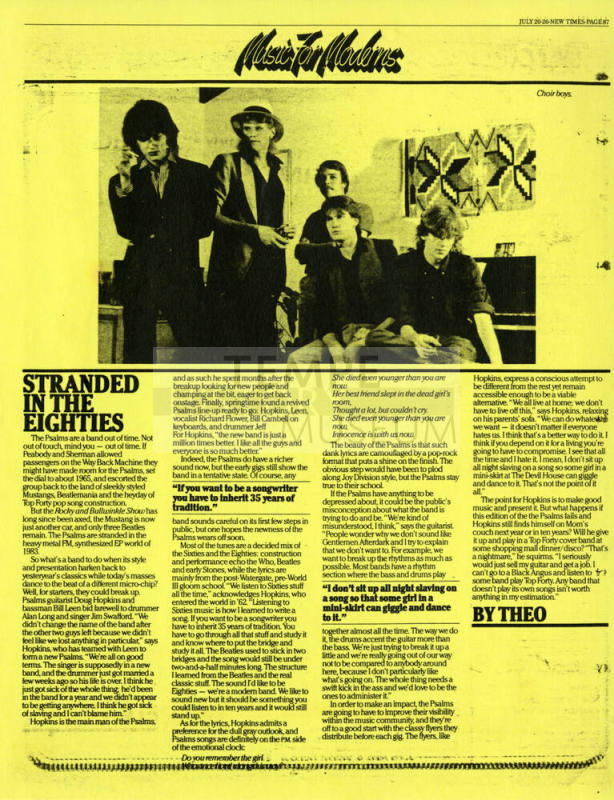 "Stranded in the Eighties" article from New Times