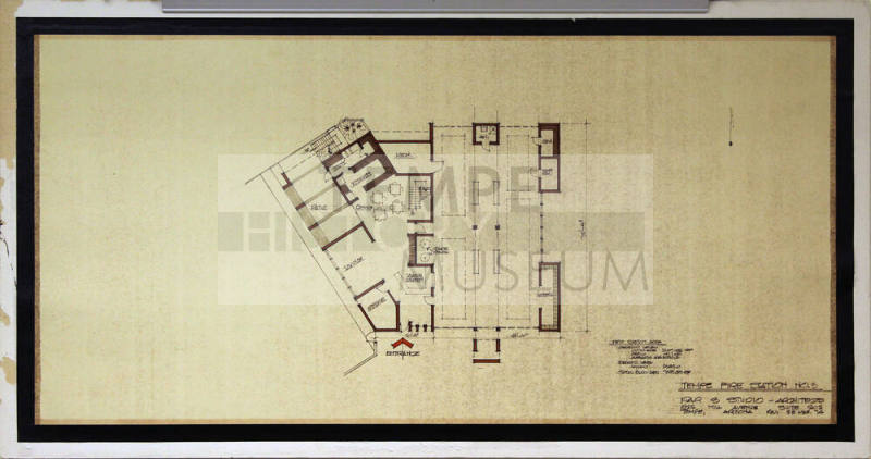 Architectural floor plan drawing of first level of Tempe Fire Station 3