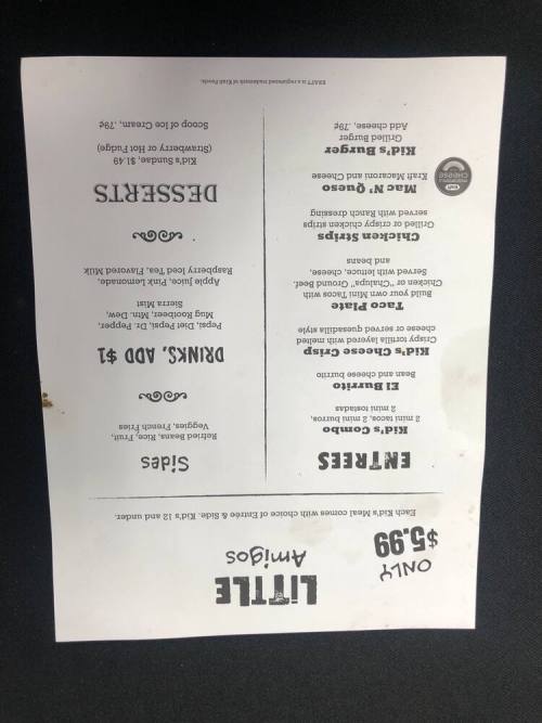 Macayo's Children's Menu