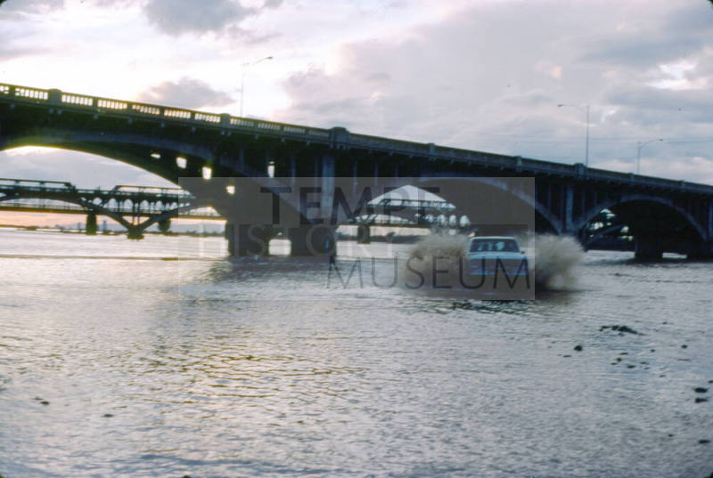 Car Driving on Flooded Salt River Bottom