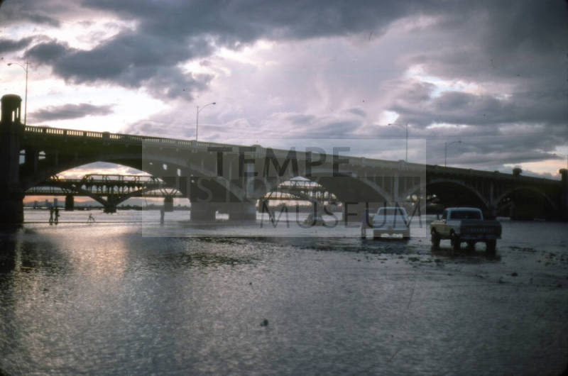 Car Under Mill Avenue Bridge During Flooding of the Salt River