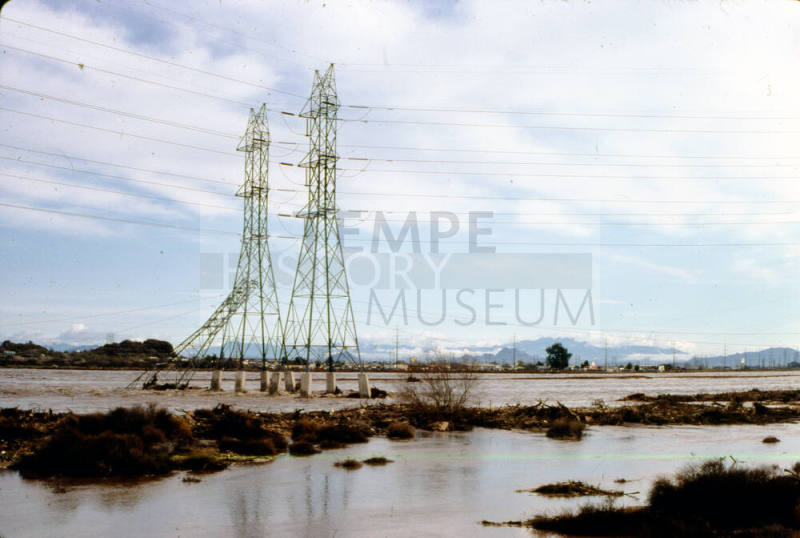 Power lines over Salt River Flood