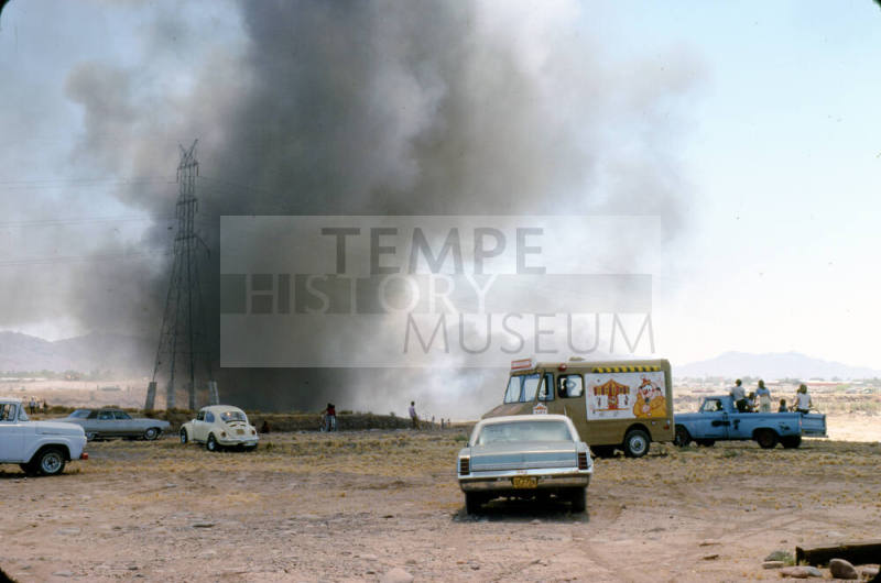 People Watching Fire in Salt River bed